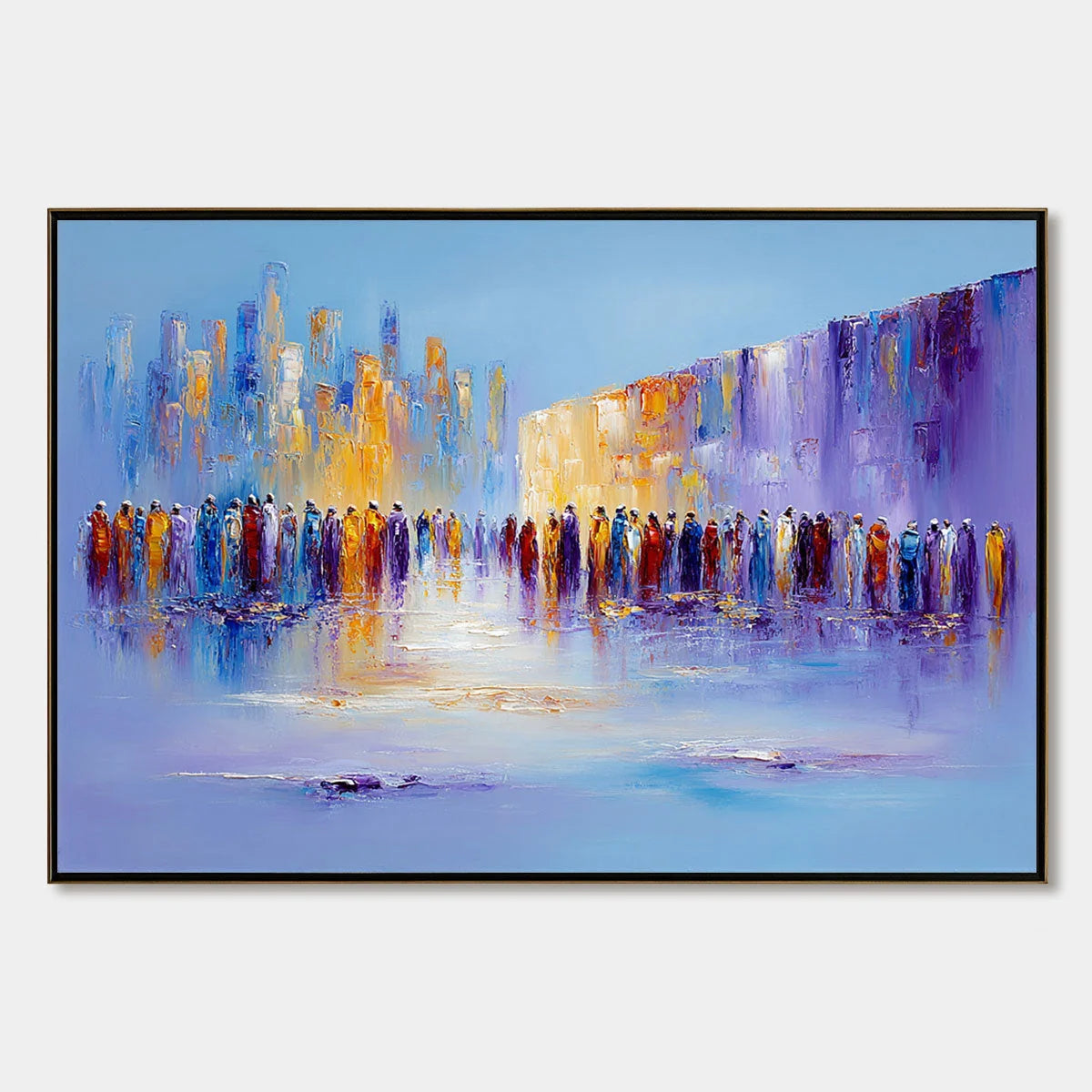 CONVERGENCE: Abstract Figurative Cityscape Palette Knife Painting | hanging in CONVERGENCE: Abstract Figurative Cityscape Palette Knife Painting featuring layered textured brushwork in refined tone...