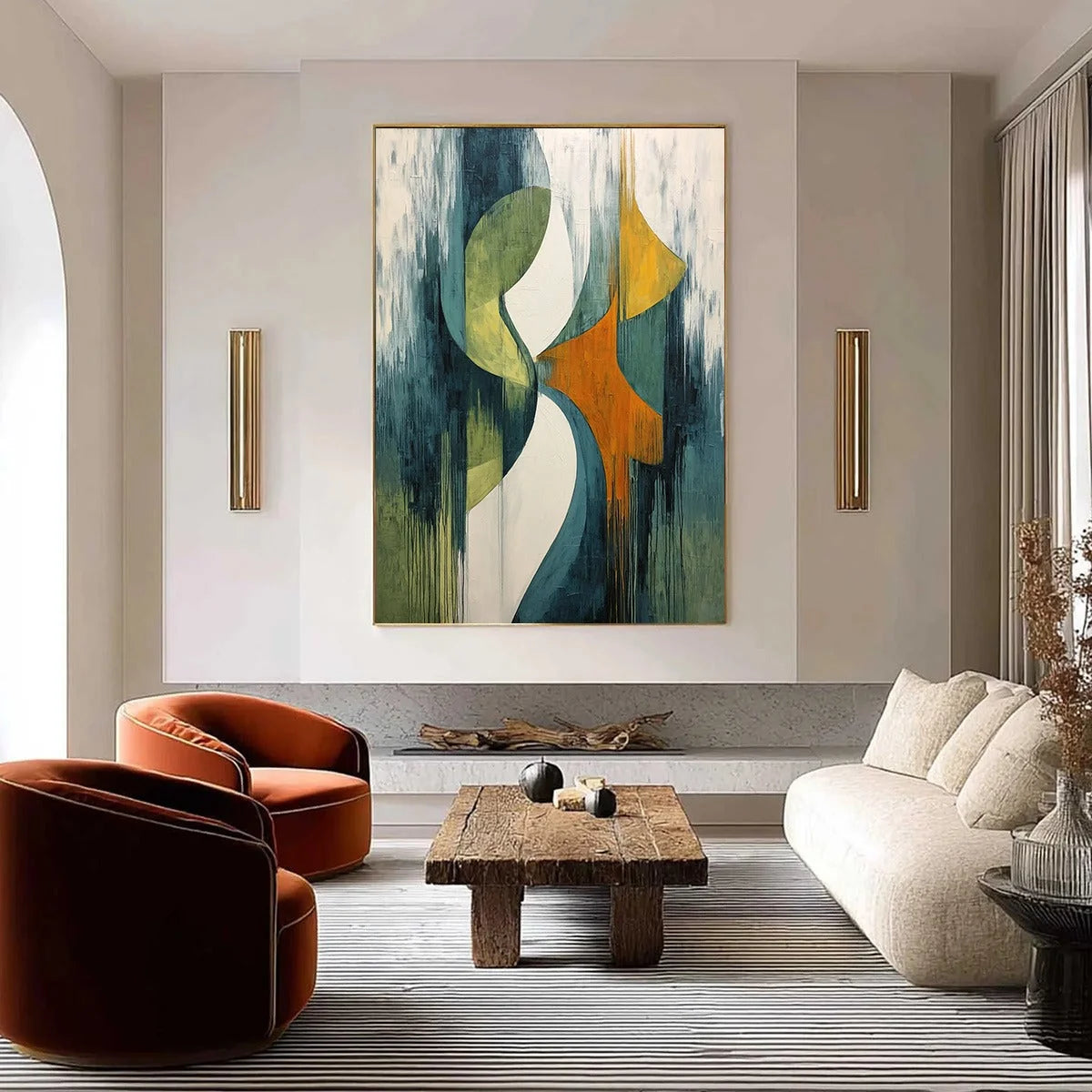 CONVERGENCE: Bold Vertical Abstract Painting with Textured Color Blocks | Abstract closeup, raised brushwork detail