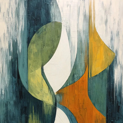 CONVERGENCE: Bold Vertical Abstract Painting with Textured Color Blocks | rectangular format, hand-painted canvas edge