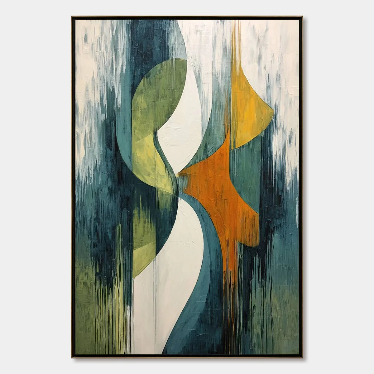 CONVERGENCE: Bold Vertical Abstract Painting with Textured Color Blocks | hanging in CONVERGENCE: Bold Vertical Abstract Painting with Textured Color Blocks featuring layered textured brushwork in ...