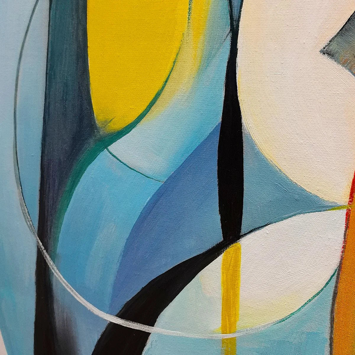 CONVERGENCE: Colorful Modern Abstract Figurative Art | rectangular format, hand-painted canvas edge