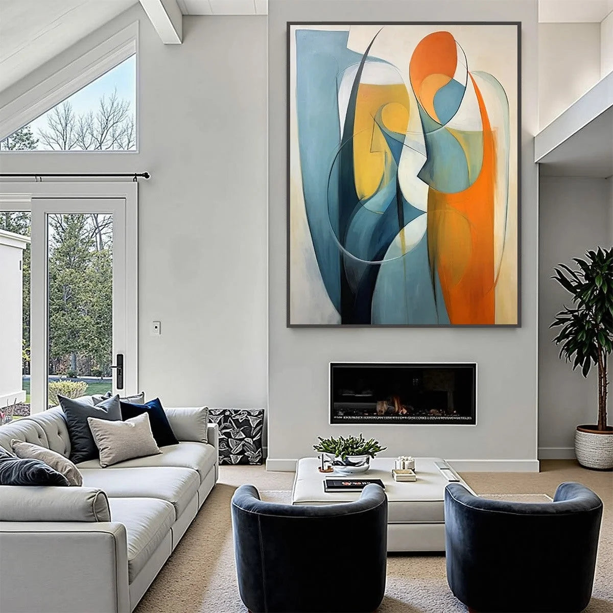 CONVERGENCE: Colorful Modern Abstract Figurative Art | rolled canvas, ready for custom framing