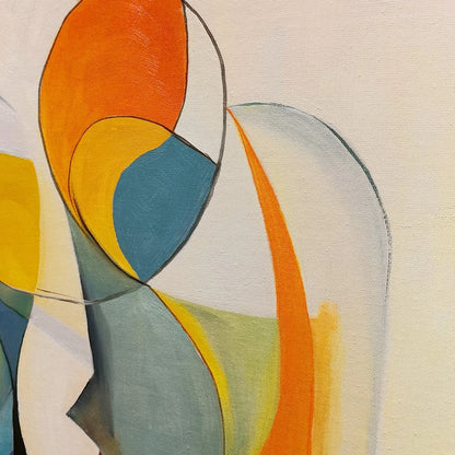 CONVERGENCE: Colorful Modern Abstract Figurative Art | black frame version on white wall