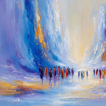 CONVERGENCE: Large Colorful Abstract Figurative Oil Painting | rolled canvas, ready for custom framing