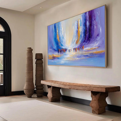 CONVERGENCE: Large Colorful Abstract Figurative Oil Painting | beige palette, original Hand-painted on premium stretched canvas using artist-grade oils; rich layered surface combines smooth gradien...