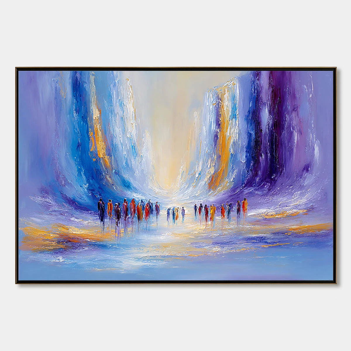 CONVERGENCE: Large Colorful Abstract Figurative Oil Painting | hanging in CONVERGENCE: Large Colorful Abstract Figurative Oil Painting featuring layered textured brushwork in refined tones; figurat...