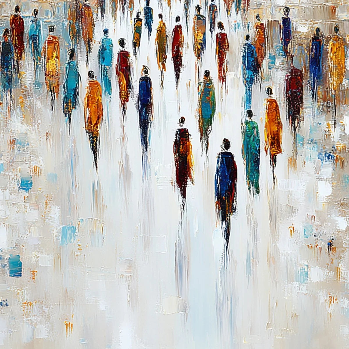 CONVERGENCE: Textured Abstract Figurative Cityscape Painting | rolled canvas, ready for custom framing