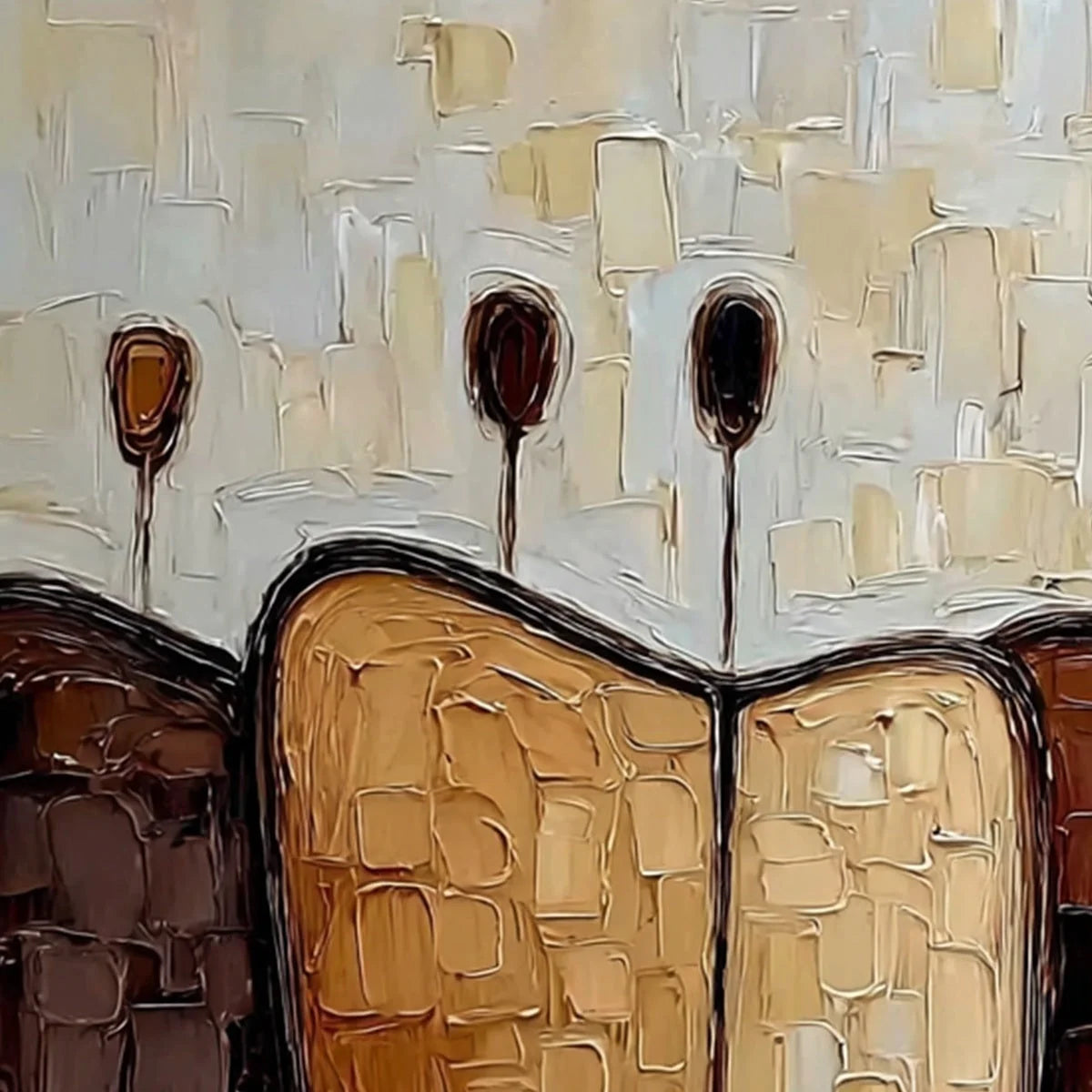 CONVERGENCE: Textured Abstract Figurative Impasto Painting | rectangular format, hand-painted canvas edge