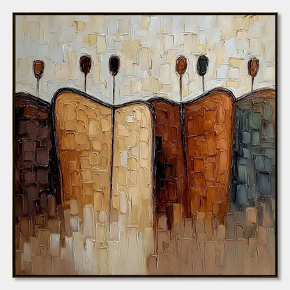 CONVERGENCE: Textured Abstract Figurative Impasto Painting | hanging in CONVERGENCE: Textured Abstract Figurative Impasto Painting featuring layered textured brushwork in refined tones; figurative ...