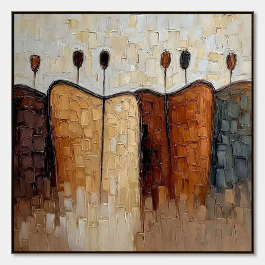 CONVERGENCE: Textured Abstract Figurative Impasto Painting | hanging in CONVERGENCE: Textured Abstract Figurative Impasto Painting featuring layered textured brushwork in refined tones; figurative ...