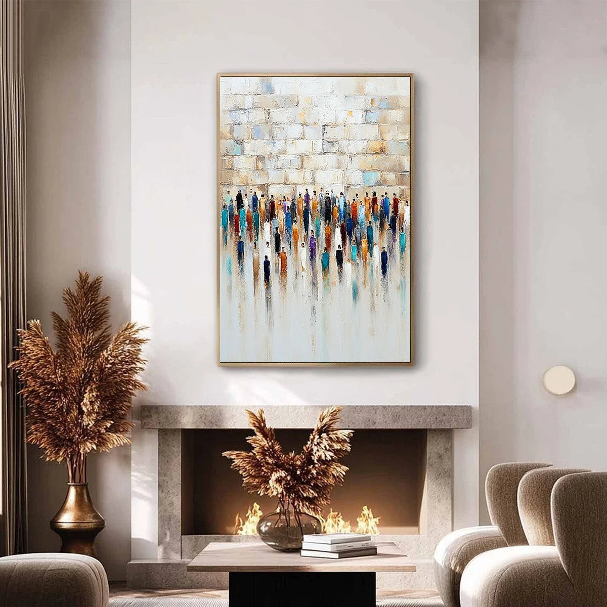CONVERGENCE: Textured Abstract Figurative Painting of People Gathering | Figurative closeup, raised brushwork detail