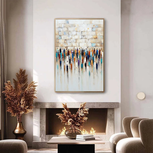 CONVERGENCE: Textured Abstract Figurative Painting of People Gathering