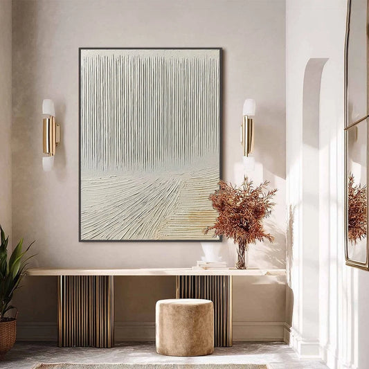 CONVERGENCE: Textured Minimalist Wabi Sabi Abstract Painting in White