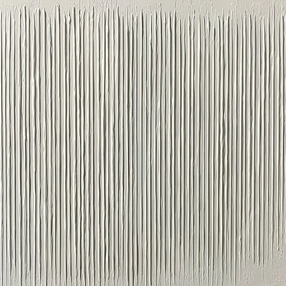 CONVERGENCE: Textured Minimalist Wabi Sabi Abstract Painting in White | rectangular format, hand-painted canvas edge