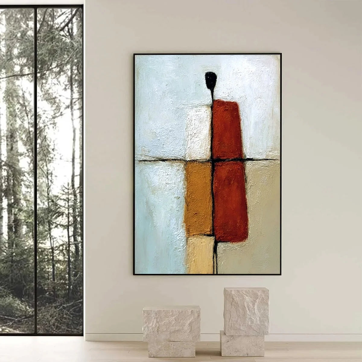 CONVERGENCE: Vertical Abstract Figurative Textured Oil Painting | Figurative closeup, raised brushwork detail