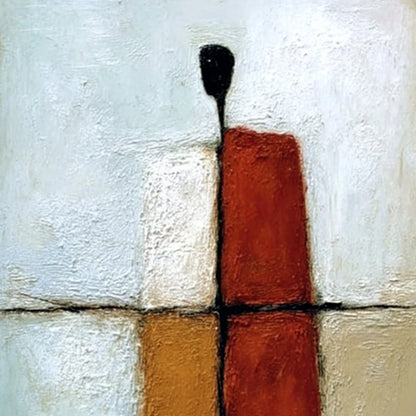 CONVERGENCE: Vertical Abstract Figurative Textured Oil Painting | rectangular format, hand-painted canvas edge