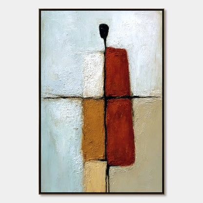 CONVERGENCE: Vertical Abstract Figurative Textured Oil Painting | hanging in CONVERGENCE: Vertical Abstract Figurative Textured Oil Painting featuring layered textured brushwork in refined tones; f...