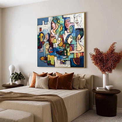 CONVERSATIONS: Colorful Abstract Figurative People Painting | Figurative mood, soft natural light studio shot