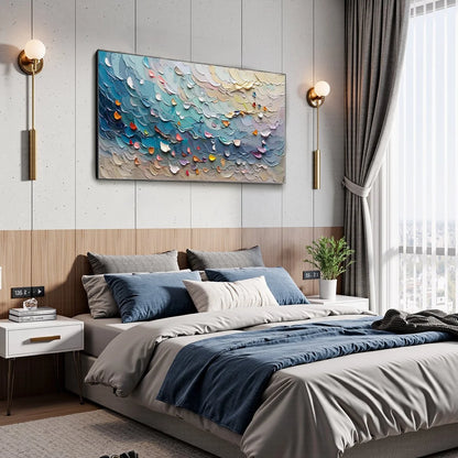 CORAL DREAM: Textured Abstract Seascape Oil Painting | rolled canvas, ready for custom framing