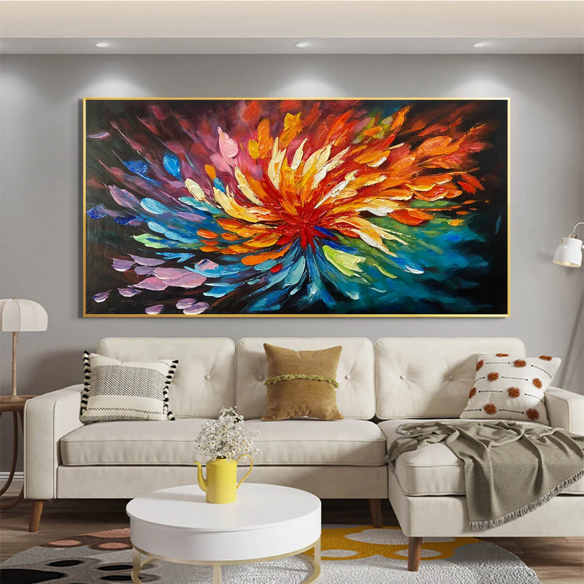 COSMIC BLOOM: Textured Abstract Oil Painting on Canvas | Abstract closeup, raised brushwork detail