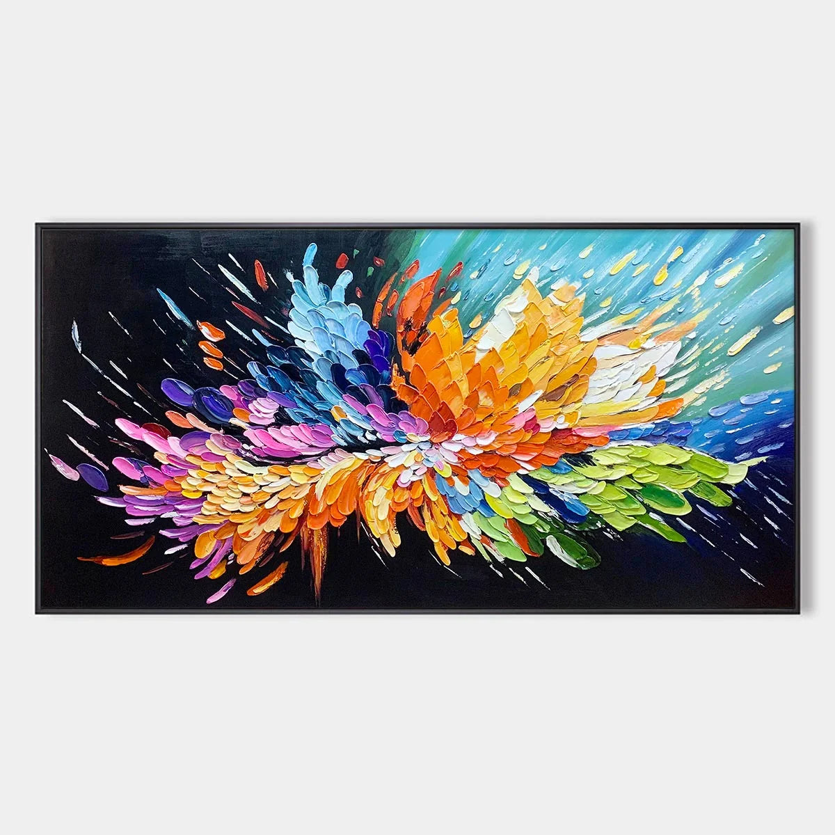COSMIC BURST: Textured Impasto Abstract Oil Painting | hanging in COSMIC BURST: Textured Impasto Abstract Oil Painting featuring layered textured brushwork in refined tones; abstract composition wi...