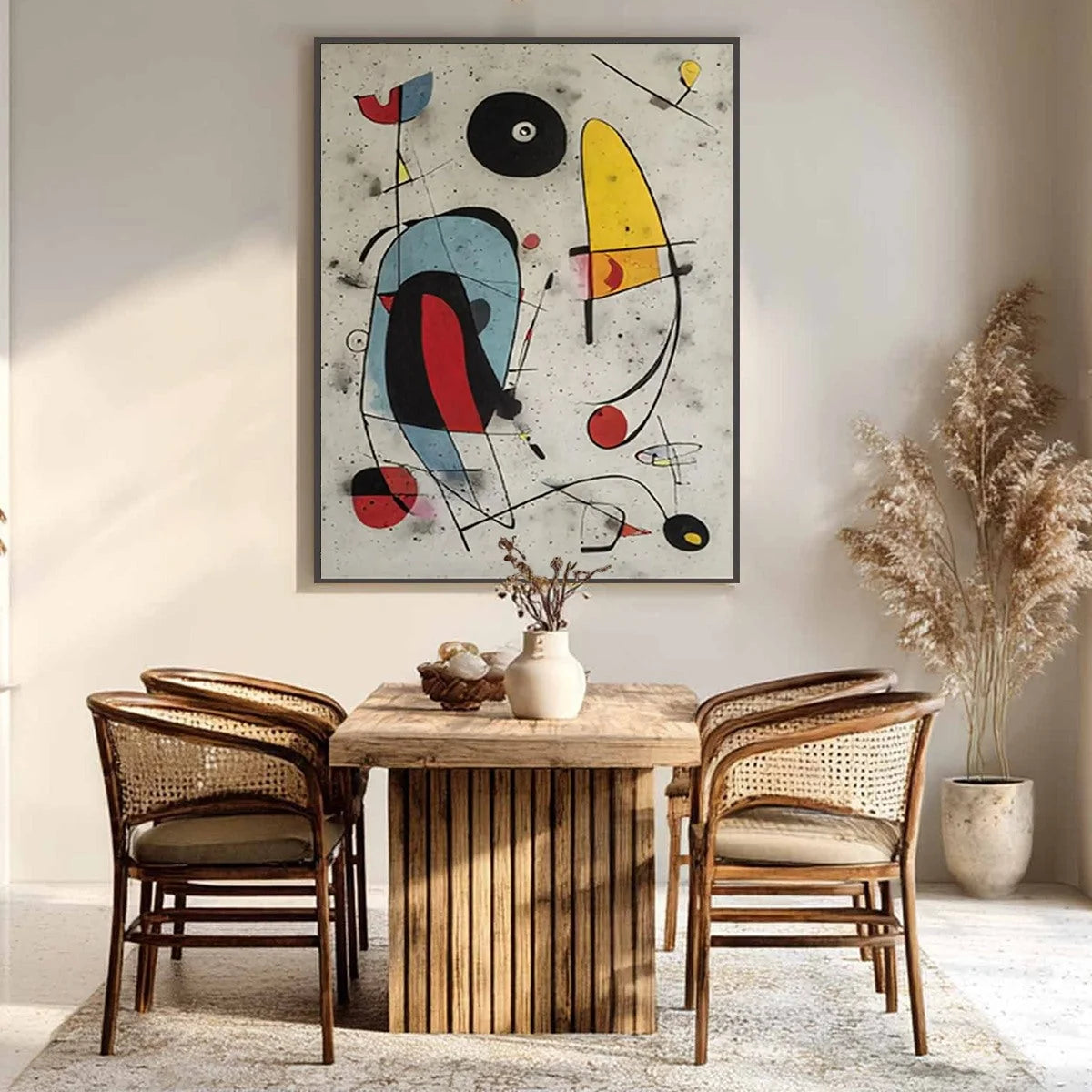 COSMIC NOTES: Modern Abstract Geometric Oil Painting | rectangular format, hand-painted canvas edge