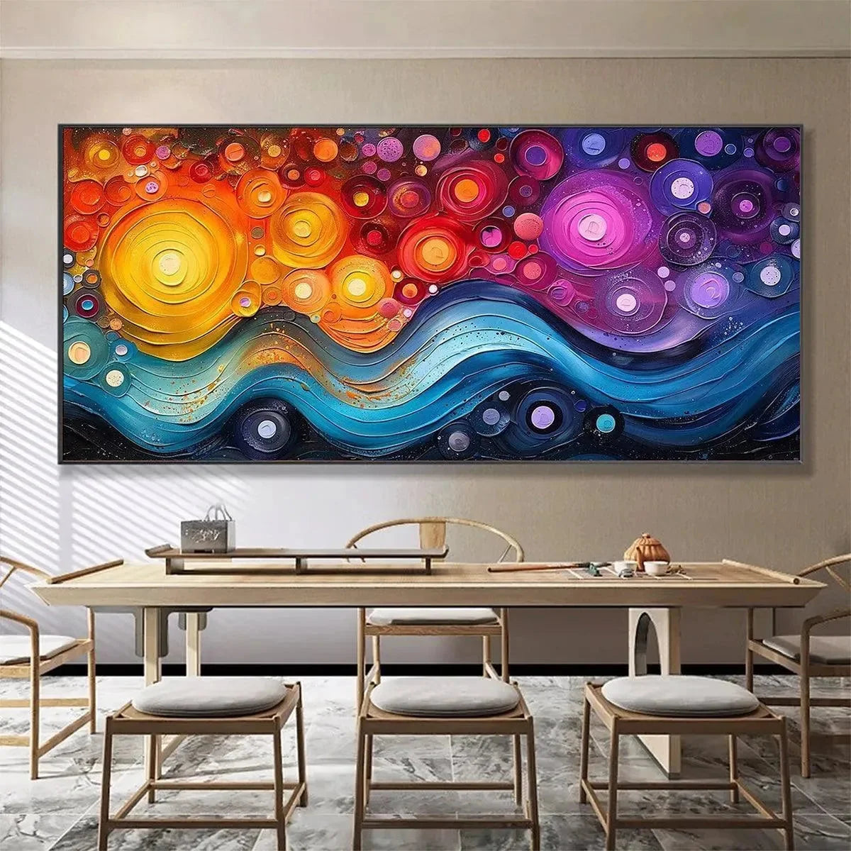 COSMIC WHIRL: Colorful Abstract Swirl Painting | Abstract closeup, raised brushwork detail
