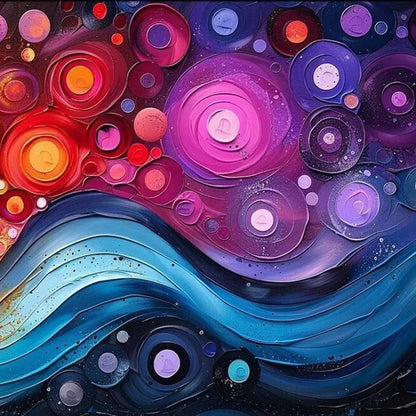 COSMIC WHIRL: Colorful Abstract Swirl Painting | rectangular format, hand-painted canvas edge
