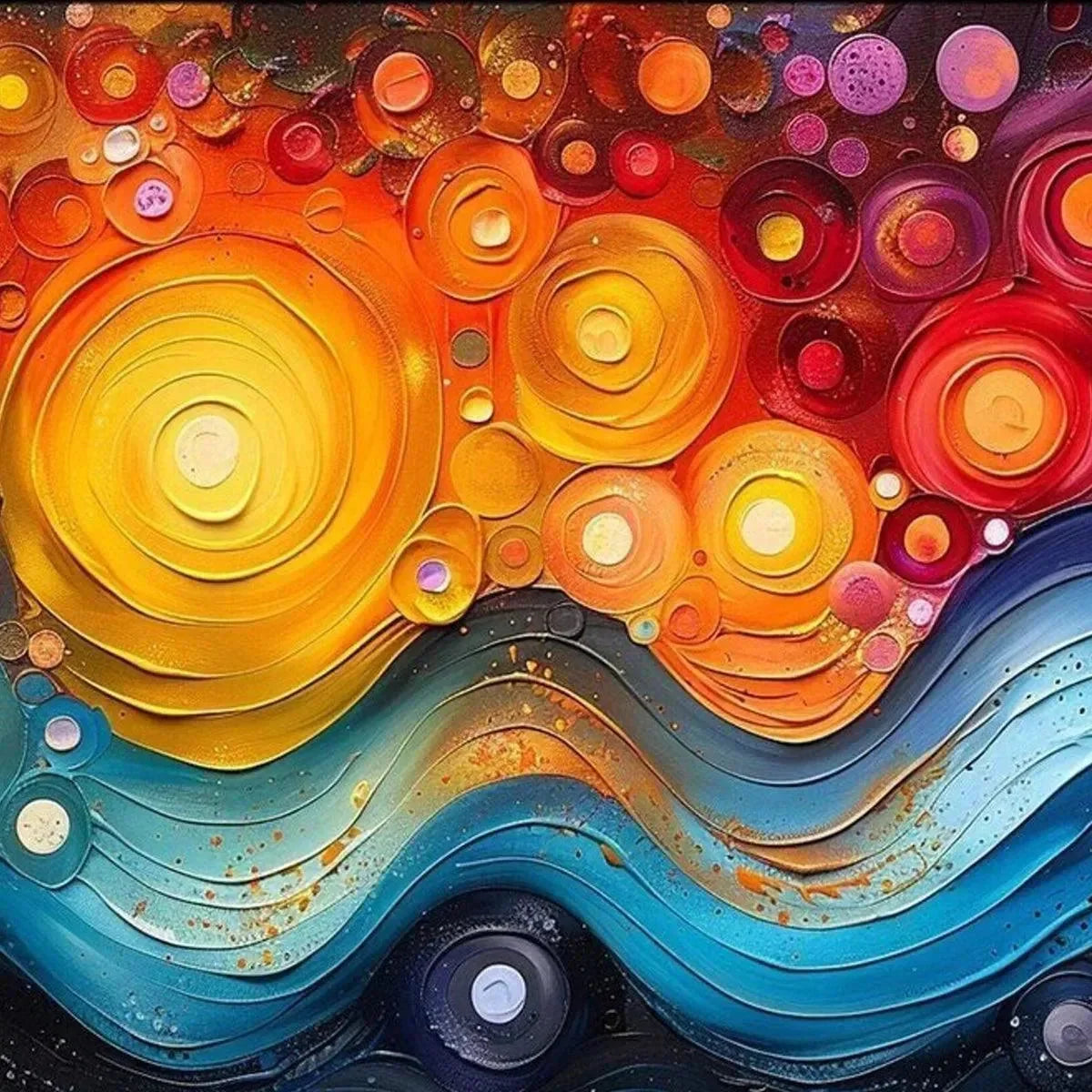 COSMIC WHIRL: Colorful Abstract Swirl Painting | rolled canvas, ready for custom framing