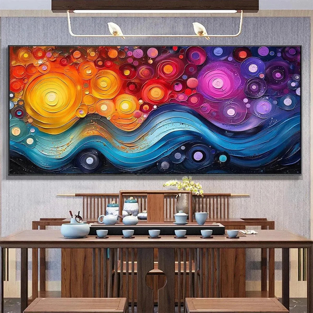 COSMIC WHIRL: Colorful Abstract Swirl Painting | Abstract mood, soft natural light studio shot