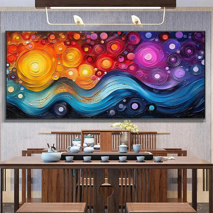 COSMIC WHIRL: Colorful Abstract Swirl Painting | Abstract mood, soft natural light studio shot
