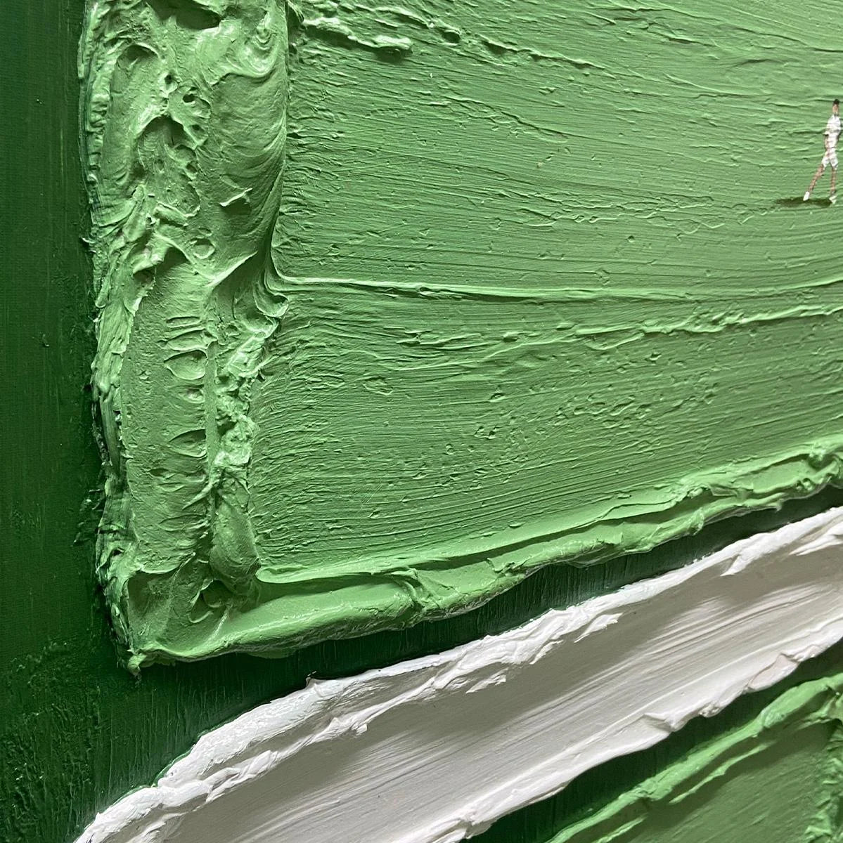 COURT RHYTHM: Textured Sports Impasto Oil Painting | rectangular format, hand-painted canvas edge