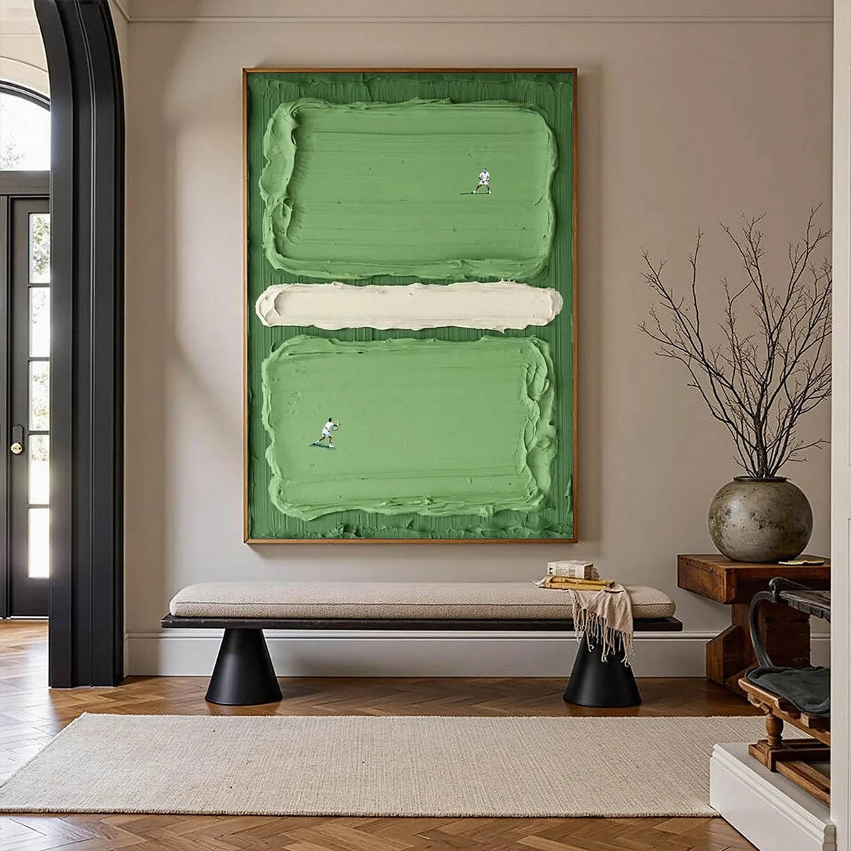 COURT RHYTHM: Textured Sports Impasto Oil Painting | rolled canvas, ready for custom framing