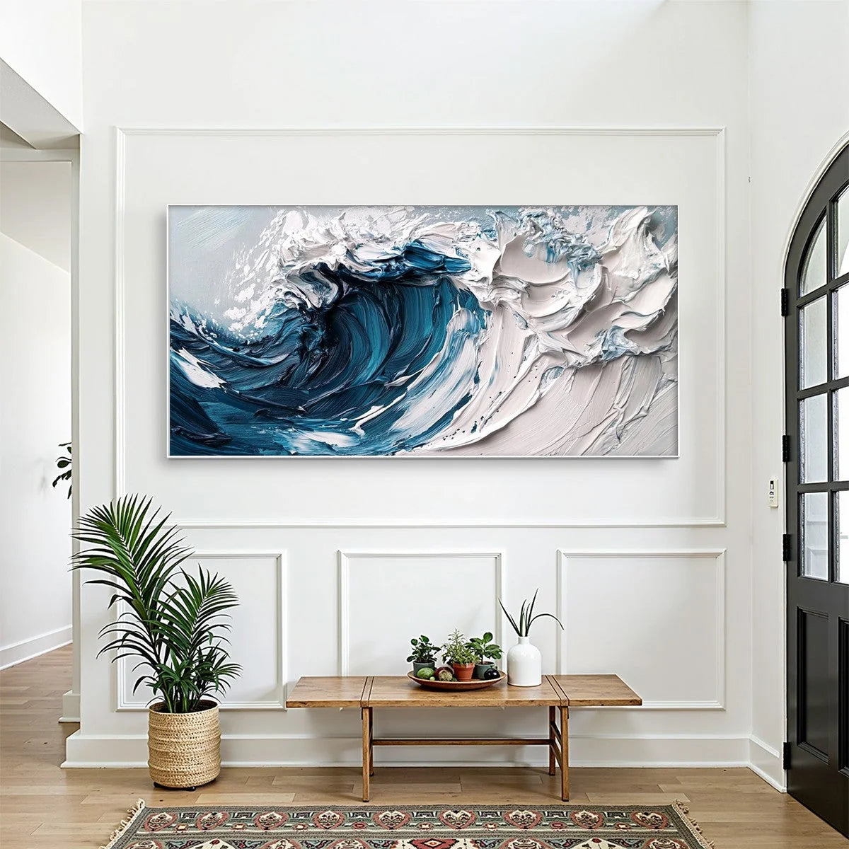CRASHING WAVE: Textured Impasto Ocean Wave Oil Painting | Abstract closeup, raised brushwork detail