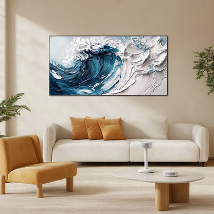 CRASHING WAVE: Textured Impasto Ocean Wave Oil Painting | rolled canvas, ready for custom framing