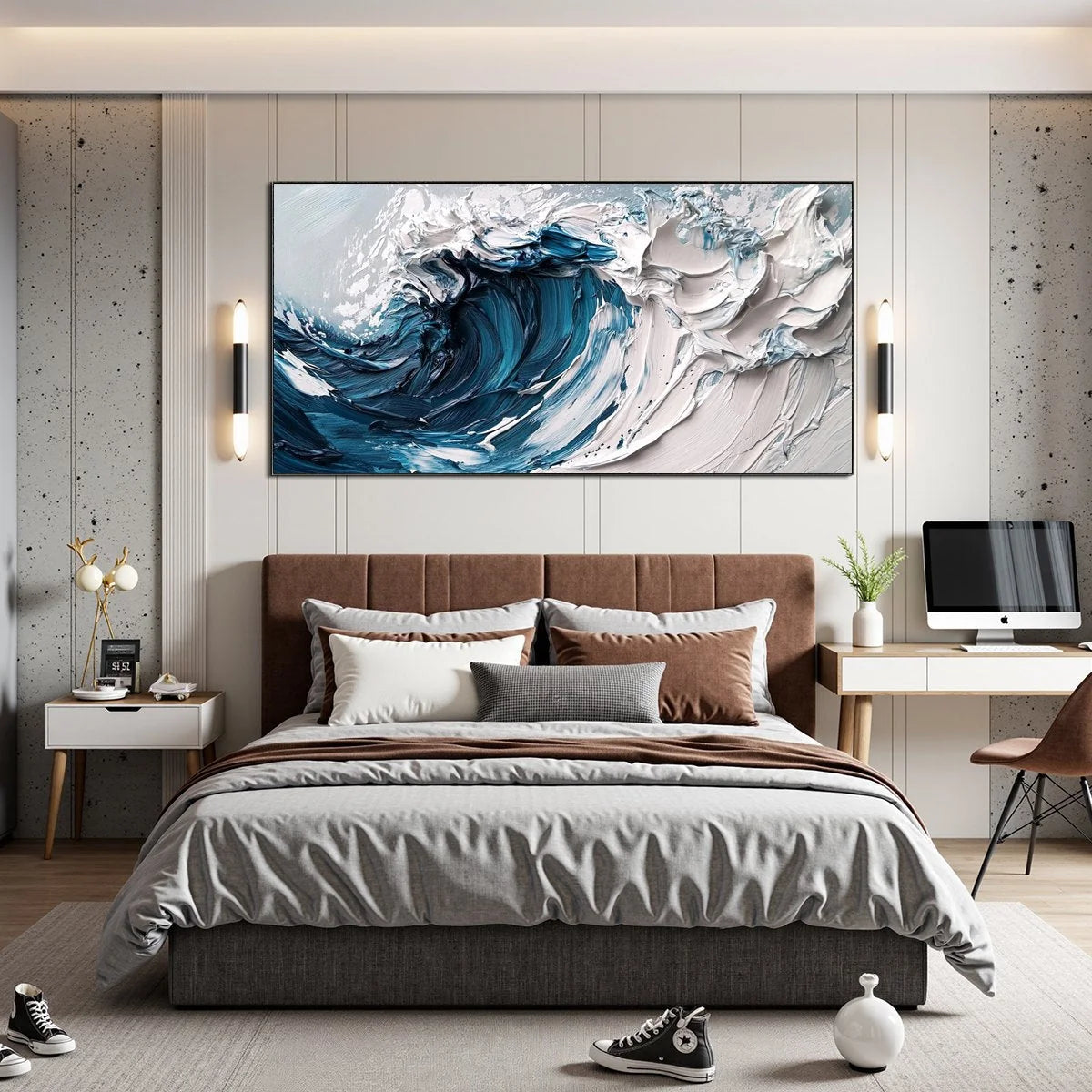 CRASHING WAVE: Textured Impasto Ocean Wave Oil Painting | Abstract mood, soft natural light studio shot
