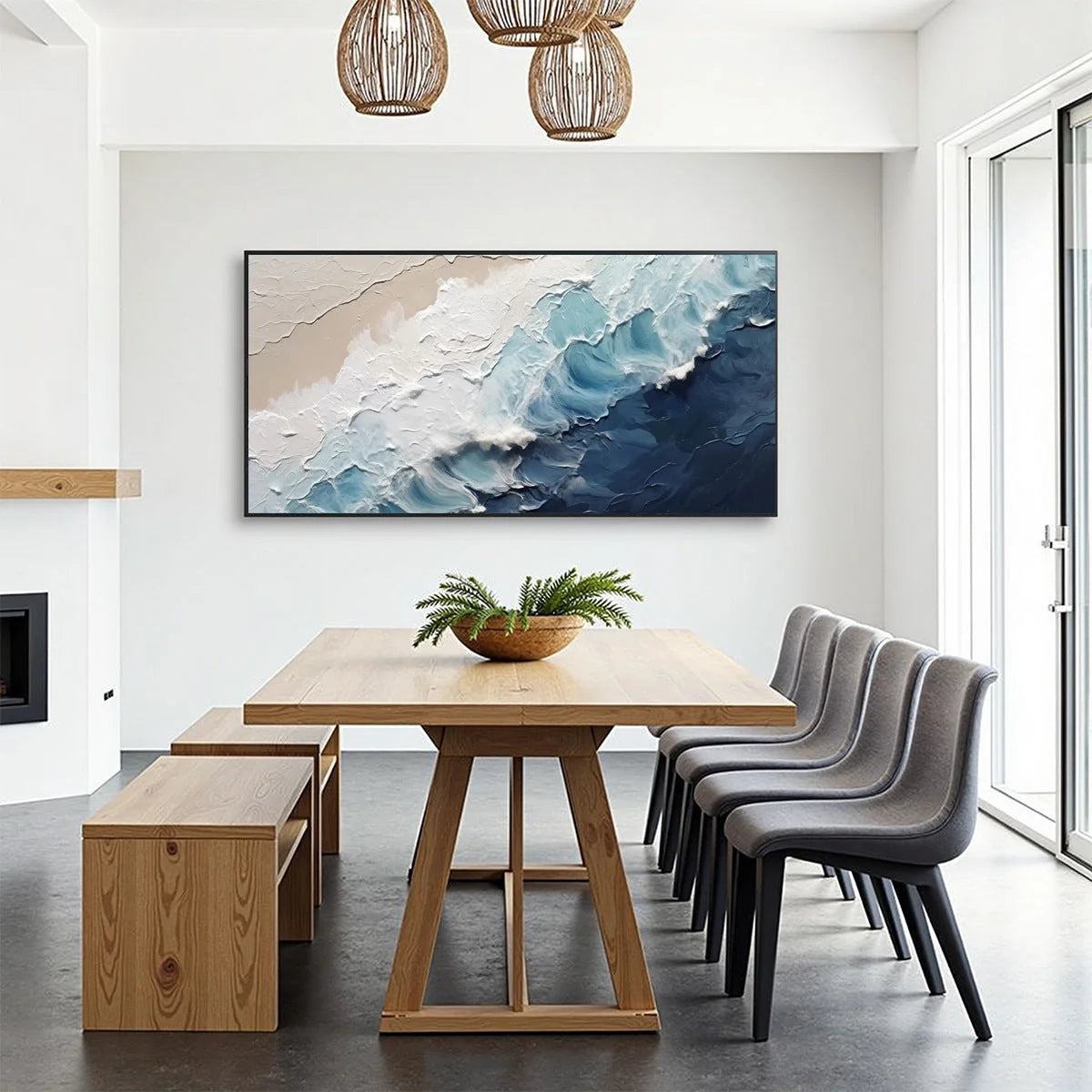 CRASHING WAVES: Textured Coastal Seascape Oil Painting | rolled canvas, ready for custom framing