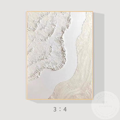 Cream Beige 3D Texture Abstract Painting, Neutral Plaster Wave Canvas Art, Minim #11