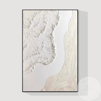 Cream Beige 3D Texture Abstract Painting, Neutral Plaster Wave Canvas Art, Minim #13