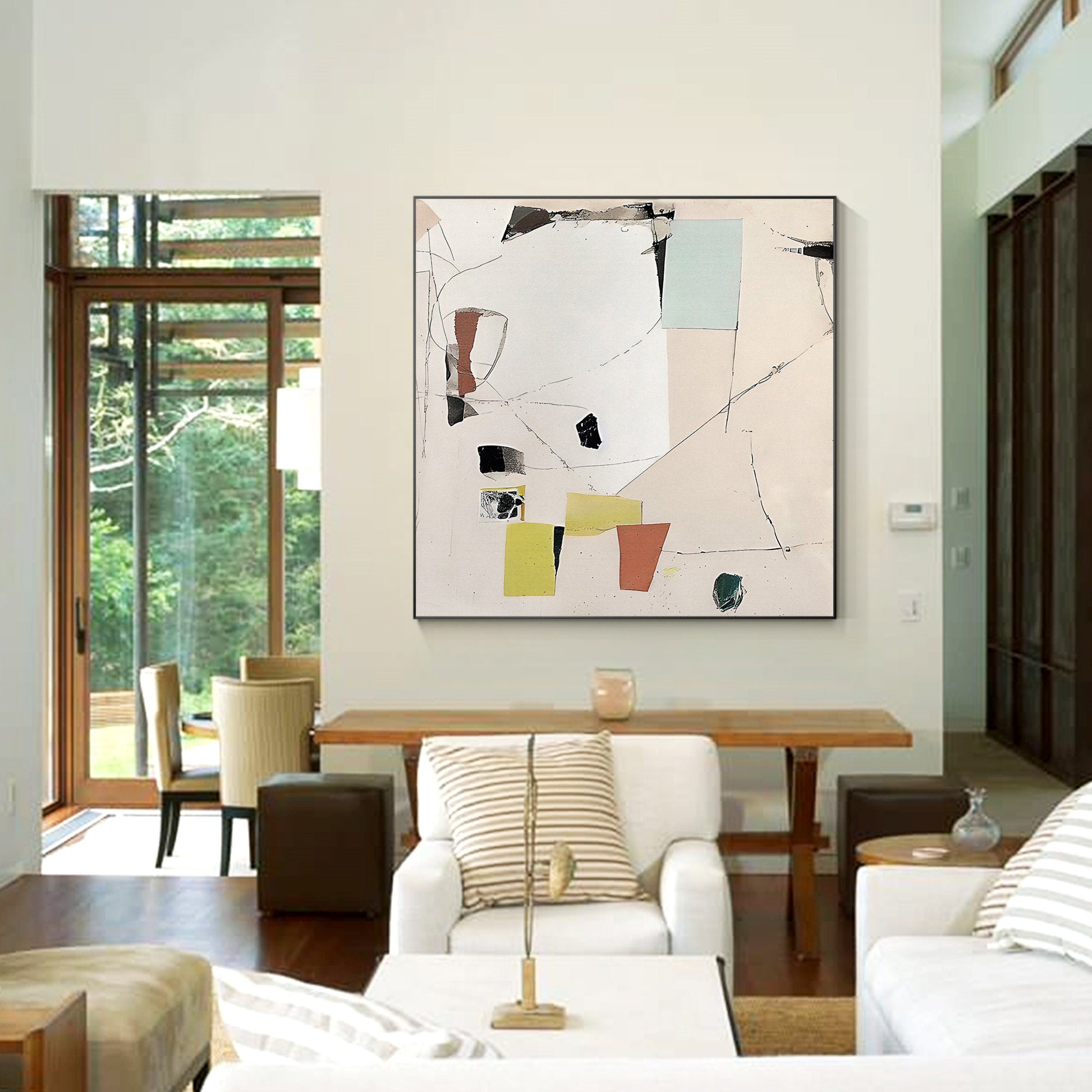 Cream Style Art Abstract Painting Minimalist Painting On Canvas, Square Wall Art #2