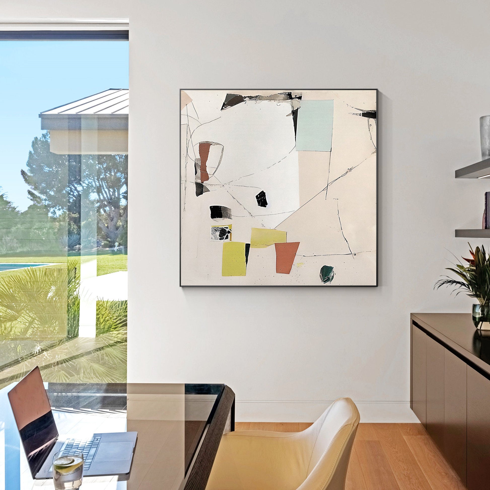 Cream Style Art Abstract Painting Minimalist Painting On Canvas, Square Wall Art #4