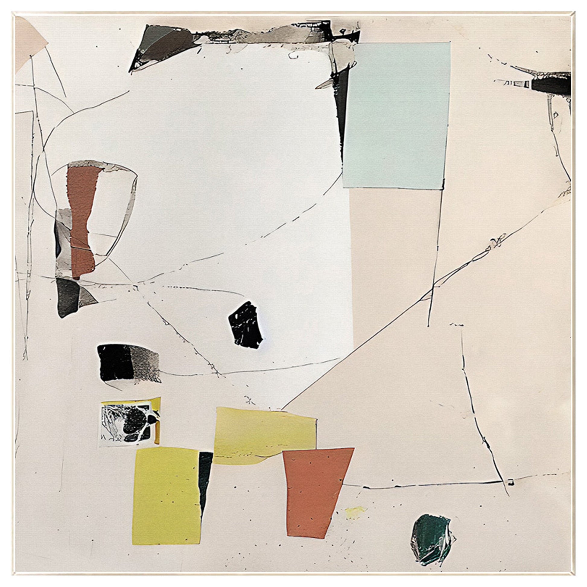 Cream Style Art Abstract Painting Minimalist Painting On Canvas, Square Wall Art #8