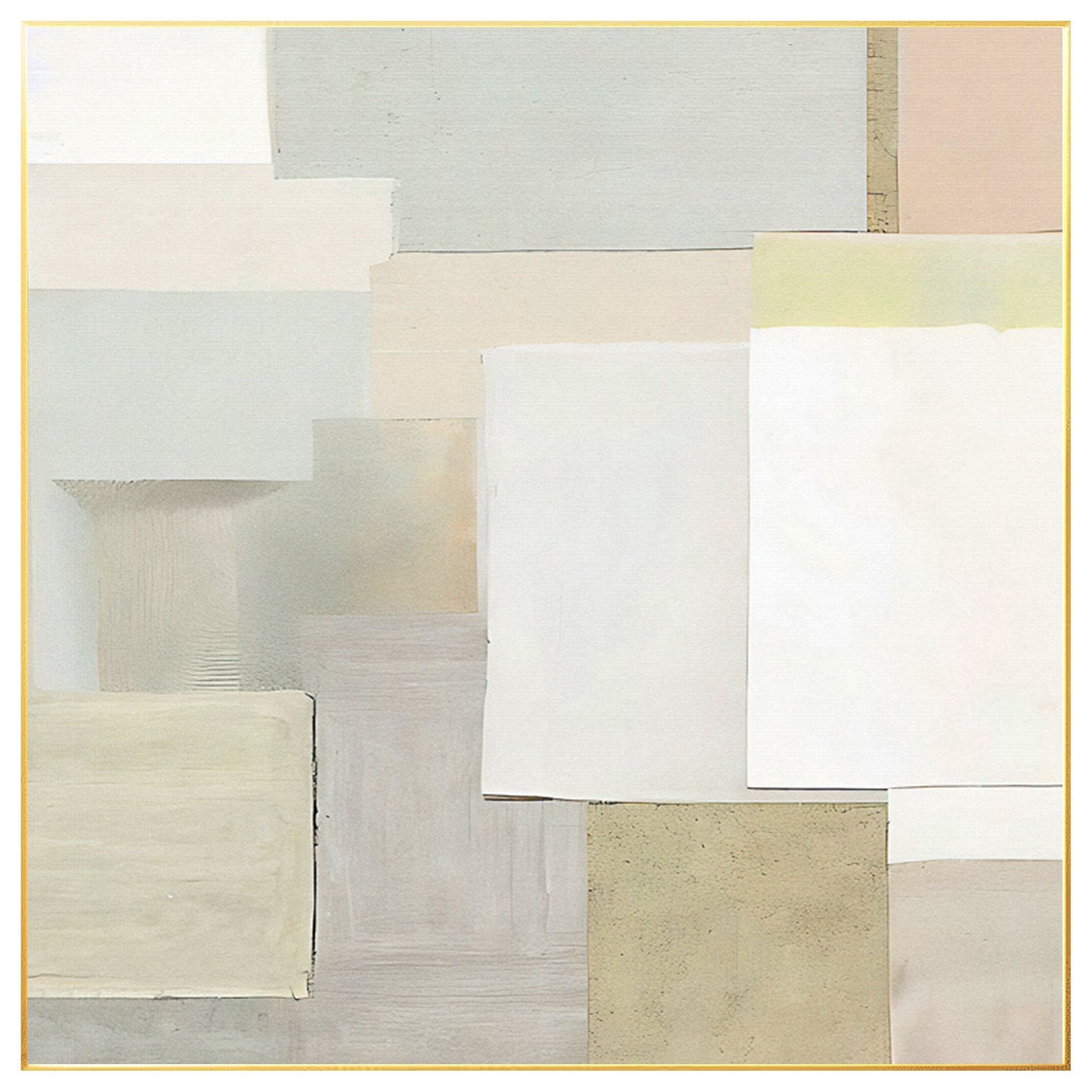 Cream Style Art Geometric Painting Minimalist Painting On Canvas, Square Wall Ar #7