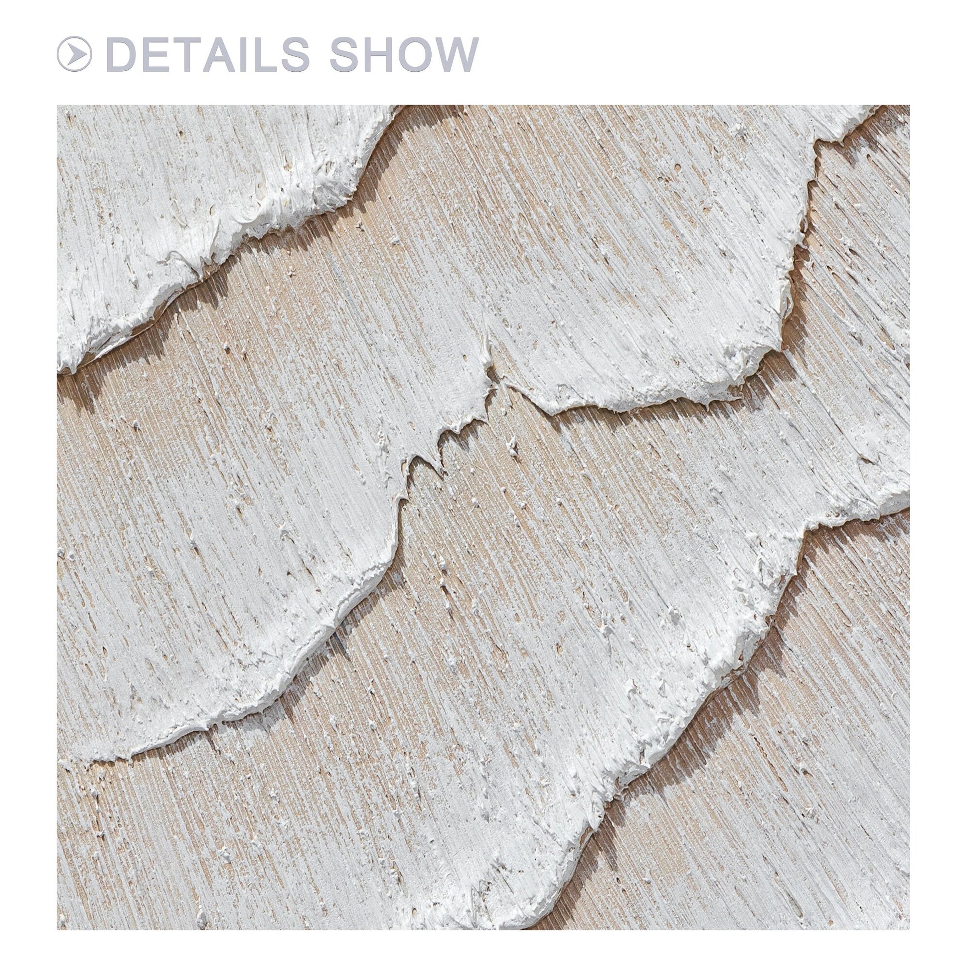 Cream White Beige Minimalist Painting on Canvas, 3D Textured Cream Beige Ocean W #3