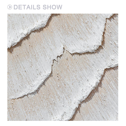 Cream White Beige Minimalist Painting on Canvas, 3D Textured Cream Beige Ocean W #3