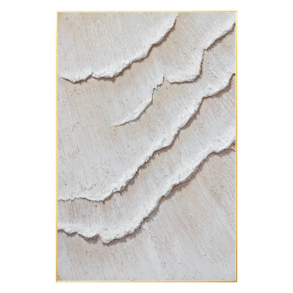 Cream White Beige Minimalist Painting on Canvas, 3D Textured Cream Beige Ocean W #8