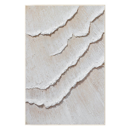 Cream White Beige Minimalist Painting on Canvas, 3D Textured Cream Beige Ocean W #9
