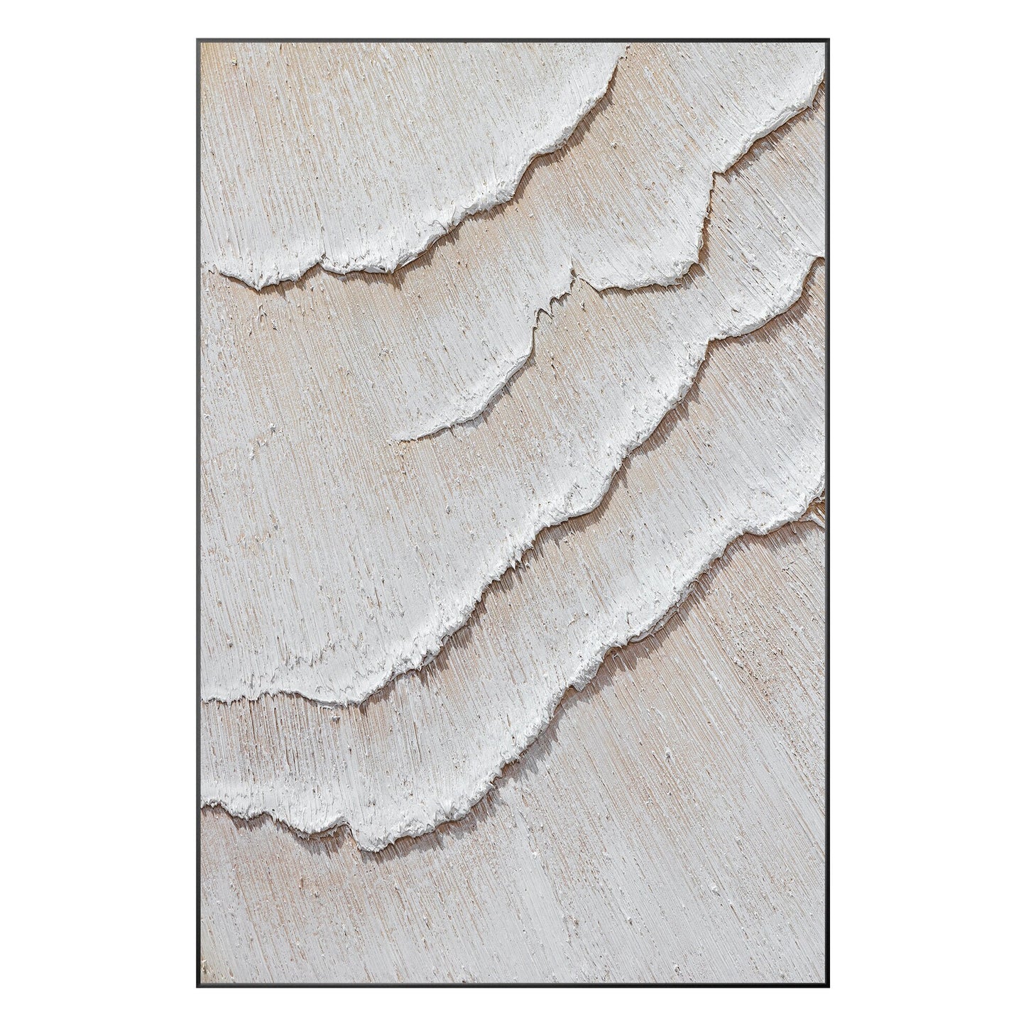Cream White Beige Minimalist Painting on Canvas, 3D Textured Cream Beige Ocean W #10
