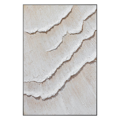 Cream White Beige Minimalist Painting on Canvas, 3D Textured Cream Beige Ocean W #10