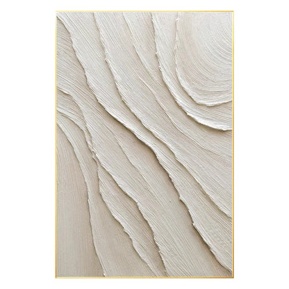 Cream White Beige Minimalist Painting on Canvas, 3D Textured Plaster Minimalist  #7
